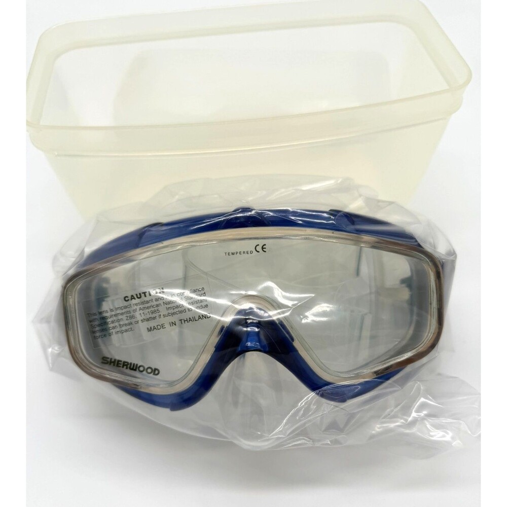 Sherwood Scuba Magnum EX Dive Mask Blue - New In Box NOS - Tempered Glass